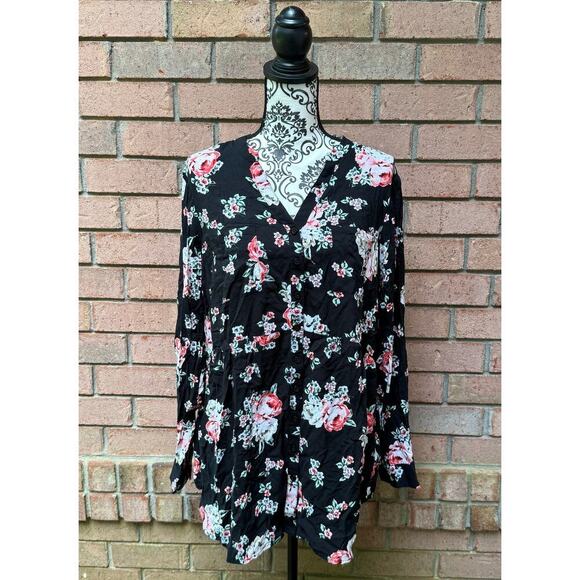 EUC Torrid Floral Pattern Long Sleeve Tunic Top Torrid Size 1 or US 16 - Picture 1 of 7